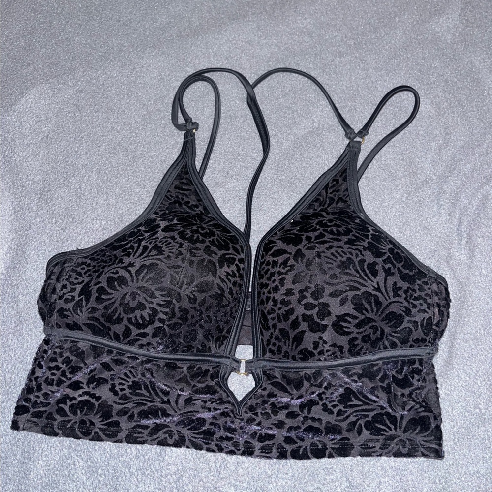 Floral Lace Bralette - Black